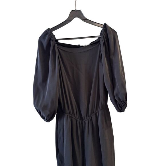THEORY Classic Georgette Silk Off the Shoulder Black Jumpsuit Size P (00-0) - Picture 3 of 8